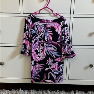 Lilly Pulitzer Black and Pink Floral Kids Dress